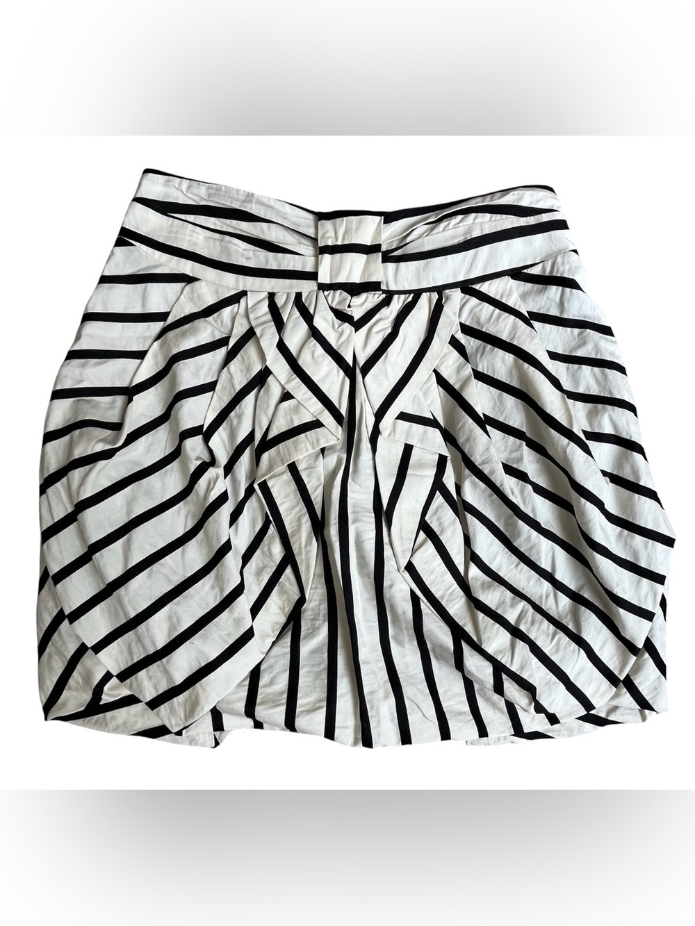 Eva Franco Black White Striped Bubble Tulip Skirt Size 2